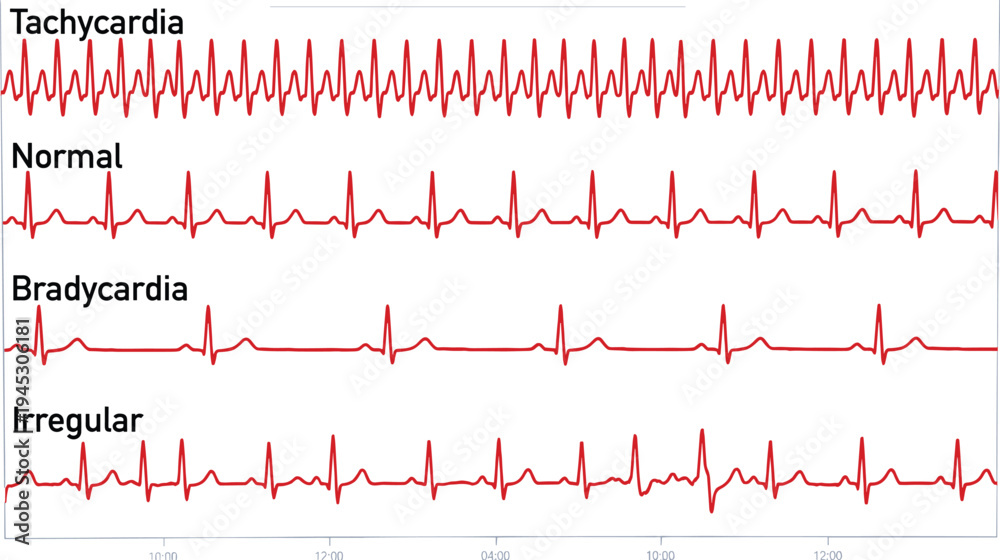 Vetor do Stock Electrocardiogram ECG heart rhythm comparison chart ...