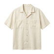 © BTG - Cream linen short sleeve button down camp shirt