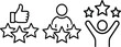 © MRSTOCK LAB - Set of customer rating and human success icons featuring thumbs up five stars profile and celebrating person figure