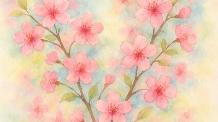  Delicate watercolor cherry blossoms desktop wallpaper
