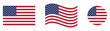 © Matiar Rahman - United States Flag Icon Set American Stars and Stripes Flat, Waving and Round USA Flag Vector Collection