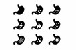 © ZubVector - Set of stomach icons illustrating various gastric conditions and symptoms