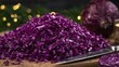 © VolumeThings - Finely sliced German red cabbage occupies the background