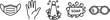 © PixelSaga MH2  - Black and white line of mask hand soap bubbles and magnifying glass also transparent background line black and white