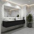 © sharmen - Modern minimalist bathroom vanity with large mirror and indoor plants illustration