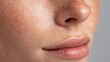 © Marut - Close up macro texture of luminous freckled skin with soft diffused light highlighting natural pore and lip detail, intimate skincare and beauty mood