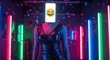 © Interactive Arts - A vibrant 3D character with a smartphone head displaying a laughing emoji, set against a colorful neon background with confetti. Ideal for content related to viral trends, digital entertainment, and o