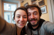 © Dragan - Cheerful young couple making funny faces while taking a wide-angle selfie on city street