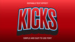 © labib - Kicks editable text effect with sport urban style and long shadow on red background