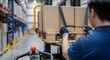 © Przemek - Warehouse Worker Securing Cardboard Boxes on Pallet with Strapping Band