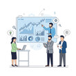 © Malika - Business team analyzing stock market charts on a digital screen, financial growth concept