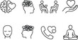 © DarK - Set of 8 Mental Health and Wellness Line Icons Vector for Therapy, Mindfulness, and Emotional Support