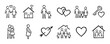 © stocker777 - Hand-drawn family and love icons set featuring stick figures, couples, parents, children, hearts, and a house, rendered in a simple black and white doodle sketch style for relationship concepts