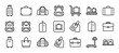 © Vladislav - Luggage and travel black line icon set with suitcases, backpacks, baggage claim, and weighing scales for airport and tourism concepts in a minimalist vector graphic style