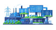 © magnetglobal - Illustration of a smart grid system with renewable energy sources and advanced monitoring technology.