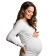 © Ayesha - A pregnant woman in a white shirt posing isolated on transparent background
