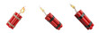 © Homelanderrr - Burning Dynamite Bundle PNG Isolated on White Background, Flaming Red TNT Explosive 3D Icon, Hot Magic Fire Bomb for Game Design and Action SEO