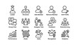 © Cali6ro - Leadership and team management icon set including chat, meeting, and analytics