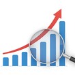 © Jim - Magnifying glass highlighting business growth chart with upward trend and detailed analysis for financial success and investment insights,*Business Analytics & Financial Growth