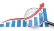 © Jim - Magnifying glass highlighting business growth chart with upward trend and detailed analysis for financial success and investment insights,*Business Analytics & Financial Growth