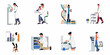 © Sugik - Vector illustration collection of diverse scientists and medical researchers performing laboratory tasks, genetic analysis, and clinical trials in modern research environments.