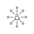 © Vector Market - Central user network connection line icon. Customer reach, digital communication and social influence symbol design.