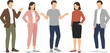 © MDABULKALAM - Diverse faceless business people character set wearing smart casual outfits standing in expressive communicative poses isolated flat vector illustration.