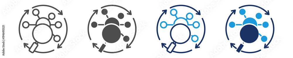 metabolic pathway analysis icon set with multi concept Stock Vector ...