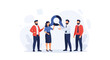 © Ford - Teamwork and collaboration: people holding a magnifying glass, business analysis concept