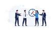 © Bali - Teamwork and business strategy: people holding a compass for direction and planning