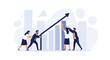© Lago - Teamwork pushing upward arrow graph, business growth, success, collaboration, strategy