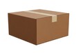 © BM - Closed cardboard box, taped shut, isolated on white background, studio shot, shipping packaging, logistics concept