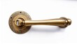 © Jessi - antique brass door handle with keyhole vintage rustic metal lever fitting for opening a wood door white background