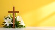 © MST - Good friday reflection a symbolic cross with white lilies on yellow background