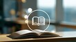 © papa papong - An open book with an icon above it, representing knowledge and learning
