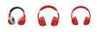 © muhammad - Set of modern red headphones icons for music and audio design