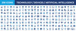© Icons-Studio - Huge set of 200 solid icons. Mega collection concept of artificial intelligence, technology, devices and digital. Vector illustration.