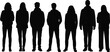 © MdAriful - Silhouette diverse people standing group, casual attire, mixed genders, social identity illustration, demographic design, shadow figures, artistic community background