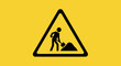 © IMRONI - Yellow Triangular 'Men at Work' Road Sign with Person Digging Silhouette, Safety Warning