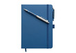 © shofique - A blue notebook with a pen on top