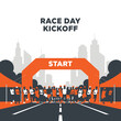 © Jaman - Marathon Race Start Line Excitement Urban Cityscape Background Dynamic Crowd Gathering