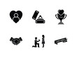 © FarCorner - Black icons of love and relationships on including heart and family transparent background, vector of love icon set