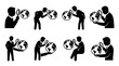 © Insa Batool - Silhouettes of people examining a globe with a magnifying glass, representing global search and analysis.