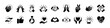 © Vilogsign - Clap and applause icon vector set. Contains cheers hand, handshake, peace, thumbs up, love, care, passion, together, help, support, partnership, agreement, trust, cooperation, high five - illustration