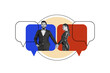 © deagreez - Composite sketch design artwork photo collage of conversation message email texting dialog cloud speak couple man lady hand hold together