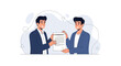 © Elenor - Two businessmen signing an agreement, partnership, deal, contract, handshake concept