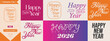 © SkAshik - Happy new year set collection different happy new year typographic designs and lettering in various styles, isolated on Elegant happy new year script calligraphy vector bundle set.