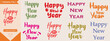 © SkAshik - Happy new year set collection different happy new year typographic designs and lettering in various styles, isolated on Elegant happy new year script calligraphy vector bundle set.