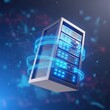 © Mahmudul - Computer server with blue lights and swirling lines