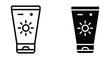 © Vintage Stock - Sunscreen tube icon set with sun symbol for skin protection uv rays summer vacation beach travel skincare cosmetic product packaging